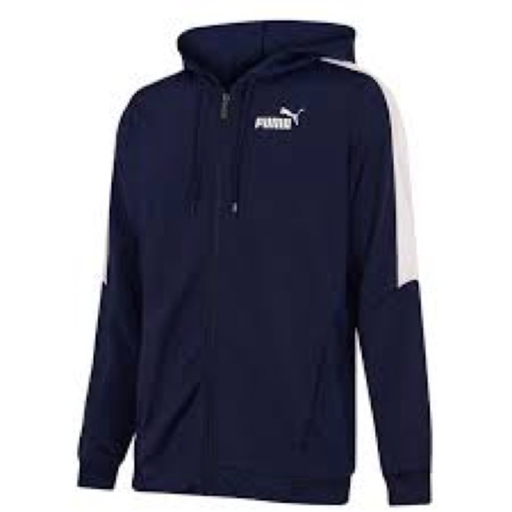 PUMA Kids Dark Blue and White Zip-Up Hoodie, Size M 10/12
